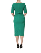 Dolce & Gabbana Green Short Sleeve Pencil Sheath Midi Dress