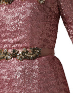 Dolce & Gabbana Pink Embellished Sequined Evening Gown Dress