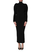 Dolce & Gabbana Black Long Sleeves Viscose Sheath Maxi Dress