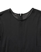 Dolce & Gabbana Black Sheer Long Sleeves Sheath Midi Dress
