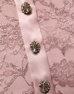 Dolce & Gabbana Pink Corded Floral Lace Kaftan Midi Dress