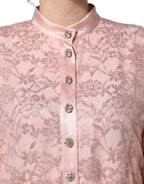 Dolce & Gabbana Pink Corded Floral Lace Kaftan Midi Dress