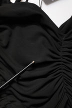 Dolce & Gabbana Black Jersey Calf Length Cut-Out Ruched Dress