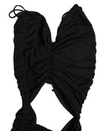 Dolce & Gabbana Black Jersey Calf Length Cut-Out Ruched Dress