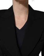 Dolce & Gabbana Black Wool DoubleBreasted Lace Sleeve Jacket