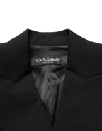 Dolce & Gabbana Black Wool DoubleBreasted Lace Sleeve Jacket