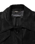 Dolce & Gabbana Black Belted Sheepskin Trench Coat Jacket