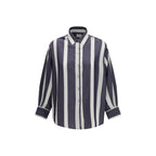 Cruna Blue Viscose Pattern Shirt