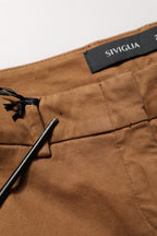 Siviglia Brown Low Waist Cotton Women Bootcut Trousers Pants