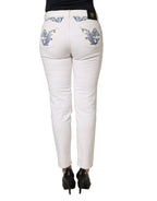 Versace Jeans Couture White Floral Print Skinny Denim Jeans