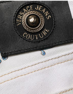 Versace Jeans Couture White Floral Print Skinny Denim Jeans
