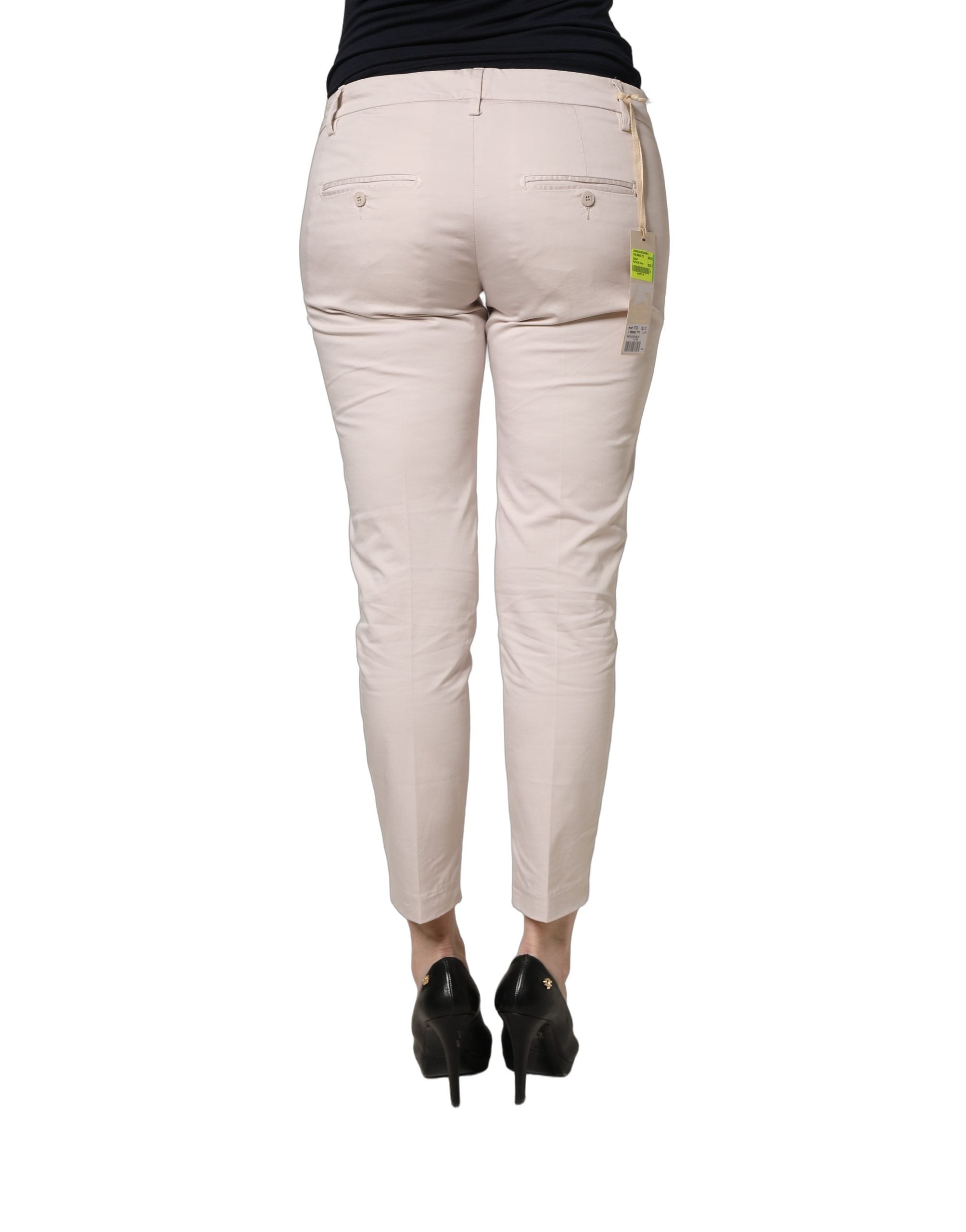 Versace Jeans Couture Beige Low Waist Tapered Women Cropped Trousers Pants