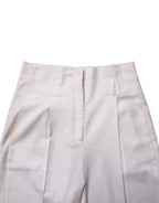 Peserico White Skinny High Waist Chino Cropped Trouser Pants