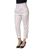 Peserico White Skinny High Waist Chino Cropped Trouser Pants