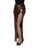 Dolce & Gabbana Rose Gold Embellished Sequinned Maxi Skirt