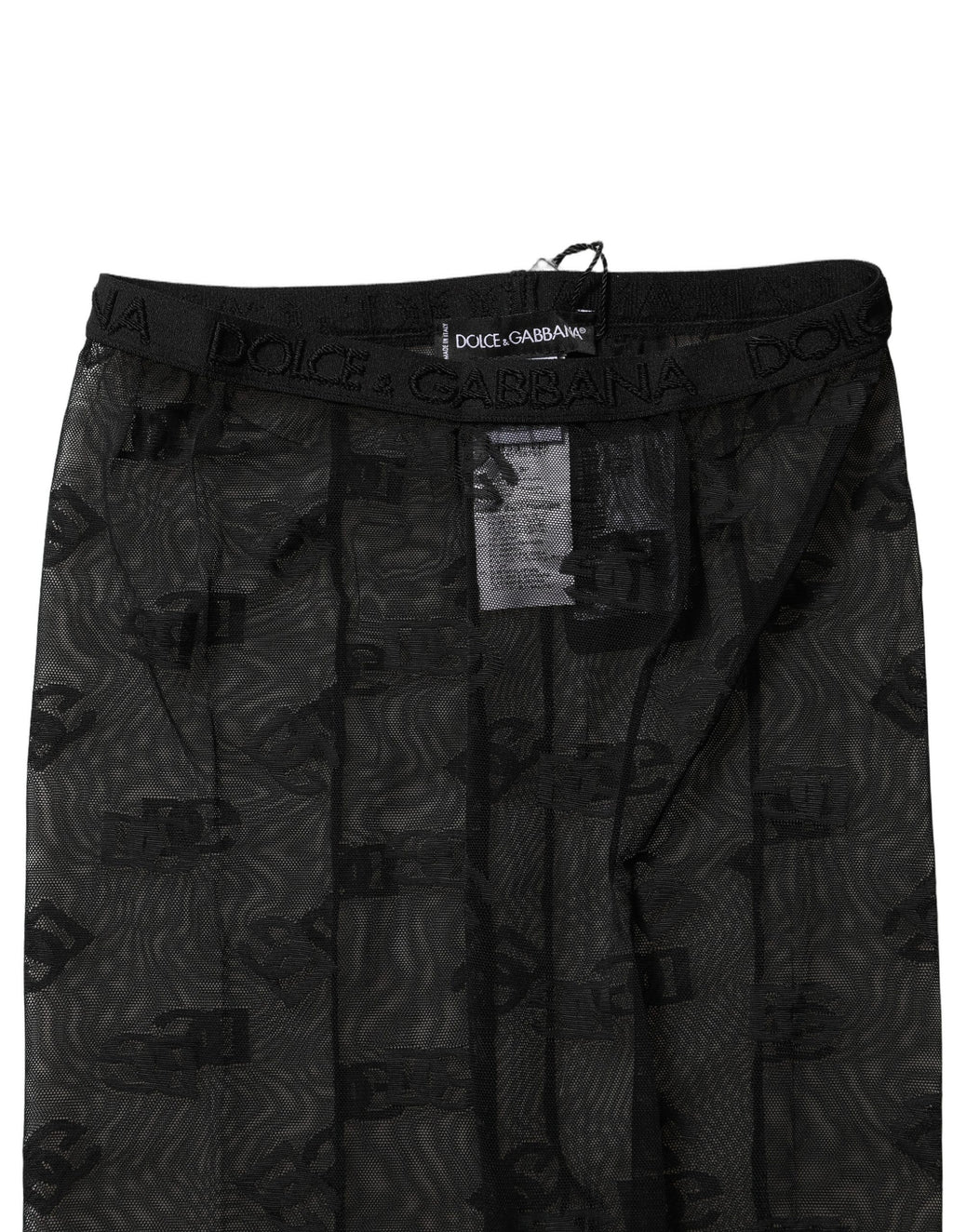 Dolce & Gabbana Black Nylon Logo Pattern Tights Stockings Socks