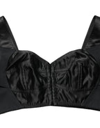 Dolce & Gabbana Black Satin Nylon Corset Sleeveless Cropped Top