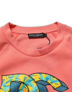 Dolce & Gabbana Pink Graphic Crew Neck Cropped Sweatshirt Sweater