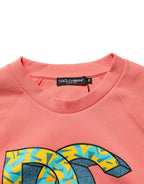 Dolce & Gabbana Pink Graphic Crew Neck Cropped Sweatshirt Sweater