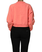 Dolce & Gabbana Pink Graphic Crew Neck Cropped Sweatshirt Sweater