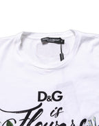 Dolce & Gabbana White Floral Graphic Short Sleeve Crew Neck T-shirt
