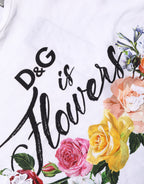 Dolce & Gabbana White Floral Graphic Short Sleeve Crew Neck T-shirt