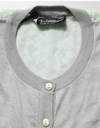 Dolce & Gabbana Green Button Down Silk Long Sleeve Cardigan Sweater