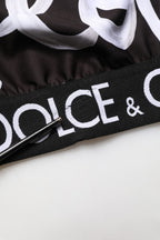 Dolce & Gabbana Black DG Love Yourself Sports Bra Cropped Top
