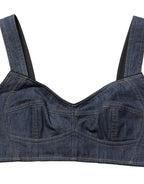 Dolce & Gabbana Black Denim Corset Bralette Cotton Cropped Top