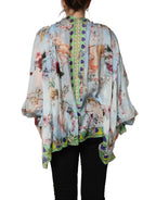 Dolce & Gabbana Light Blue Floral-Print Chiffon Blouse Top