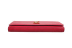 Saint Laurent Red Leather Monogram Wallet on Chain