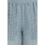 Fendi Blue Viscose Casual Pants