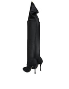 Dolce & Gabbana Black Stretch Socks Knee High Boots Shoes
