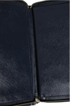 Prada Navy Oliver Embossed Leather Zip-Around Wallet