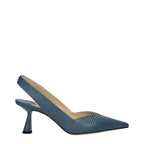Jimmy Choo Blue Leather Mid Heel Pumps