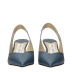 Jimmy Choo Blue Leather Mid Heel Pumps