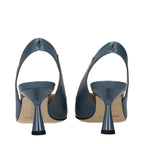 Jimmy Choo Blue Leather Mid Heel Pumps