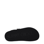 Jimmy Choo Black Leather Flat Sandals