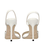 Jimmy Choo White Fabric Stiletto Heel Sandals