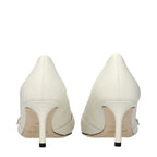 Jimmy Choo White Leather Mid Heel Pumps
