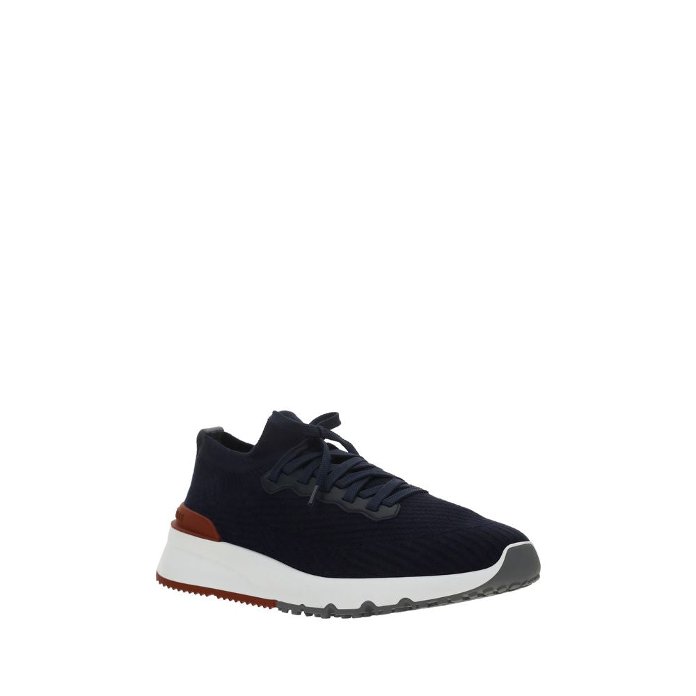 Brunello Cucinelli Blue Cotton Low Top Sneakers