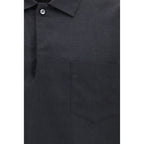 Deperlu Black Linen Dress Shirt