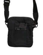 Dolce & Gabbana Black Nylon Rubberized Logo Print Crossbody Borse Bag