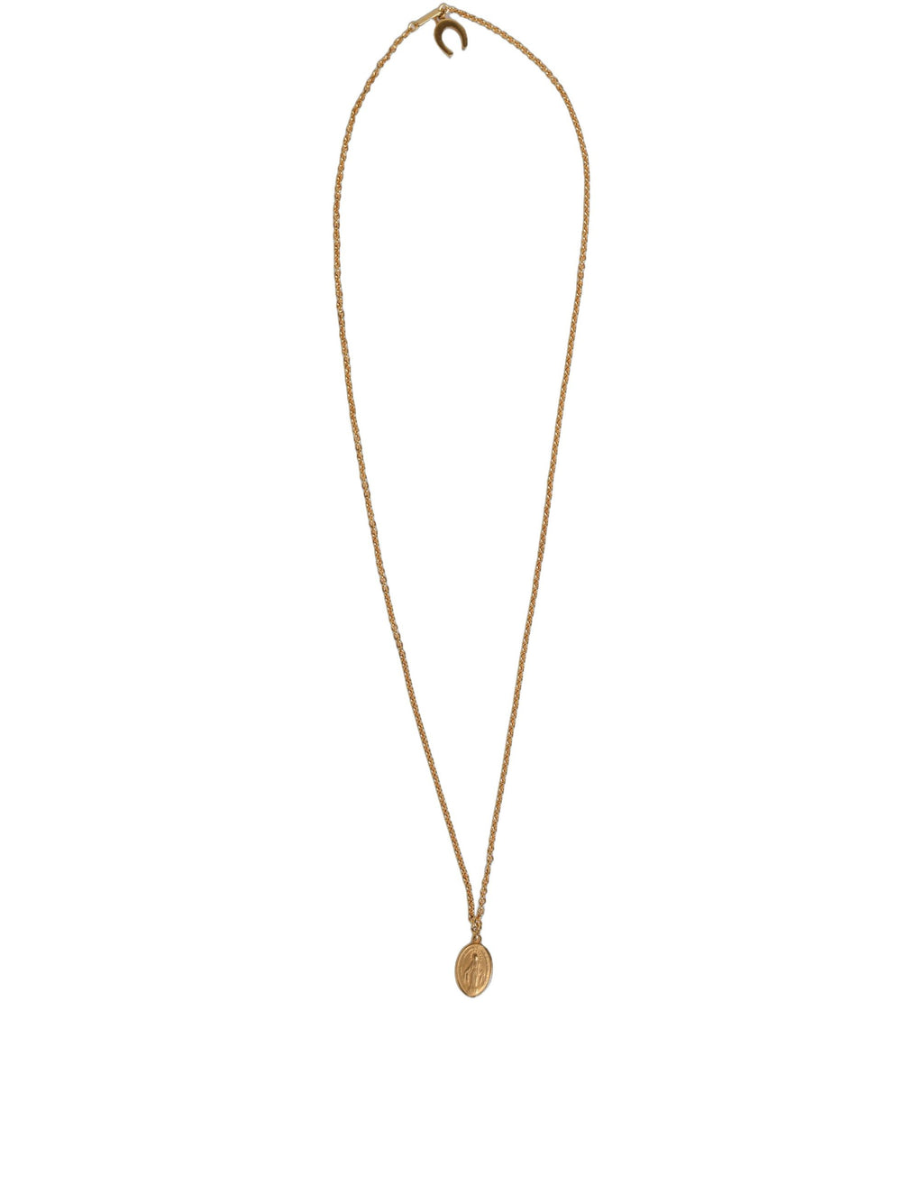 Dolce & Gabbana Gold Tone Brass Virgin Mary Medallion Pendant Necklace