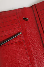 Dolce & Gabbana Red Dauphine Leather ID Men Card Holder Bifold Wallet