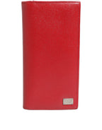 Dolce & Gabbana Red Dauphine Leather ID Men Card Holder Bifold Wallet