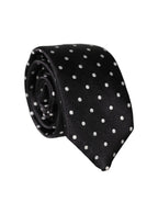 Dolce & Gabbana Black White Polka Dots Silk Adjustable Men Necktie Tie