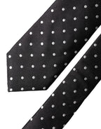 Dolce & Gabbana Black White Polka Dots Silk Adjustable Men Necktie Tie