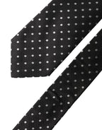 Dolce & Gabbana Black White Polka Dots Silk Adjustable Men Necktie Tie