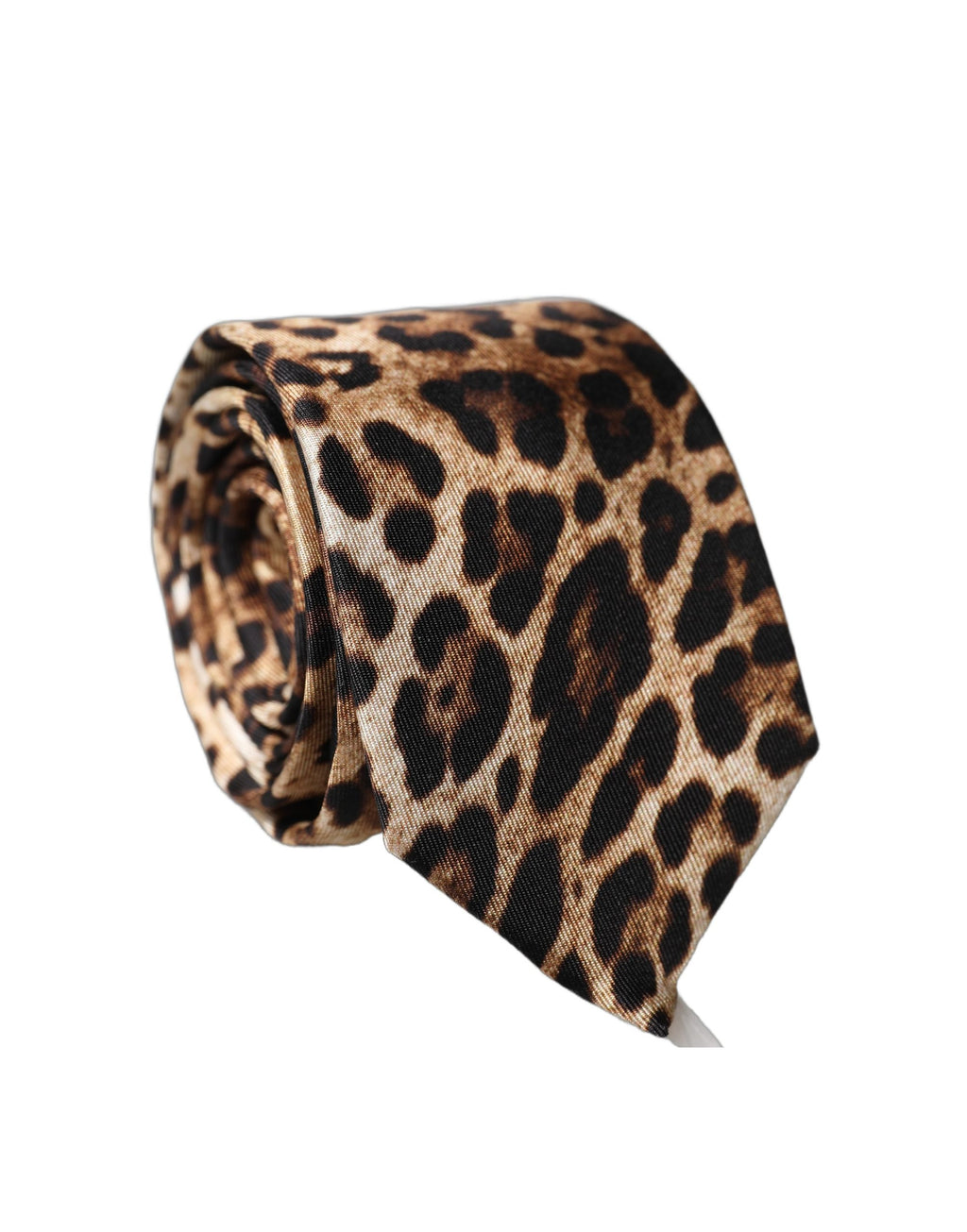 Dolce & Gabbana Brown Leopard Print Silk Adjustable Men Necktie Tie